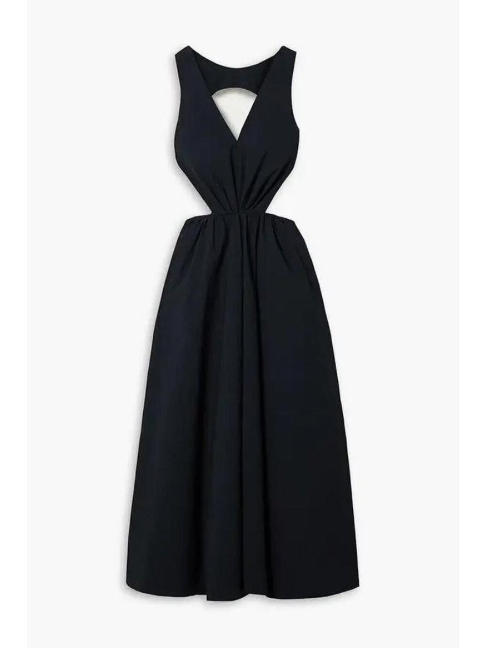 DEVEAUX Women's Madelyn Cutout Cotton-Seersucker Midi Dress Size 2 in Navy